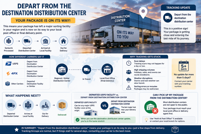What Does Depart from the Destination Distribution Center Mean in USPS and 4PX Package Tracking?
