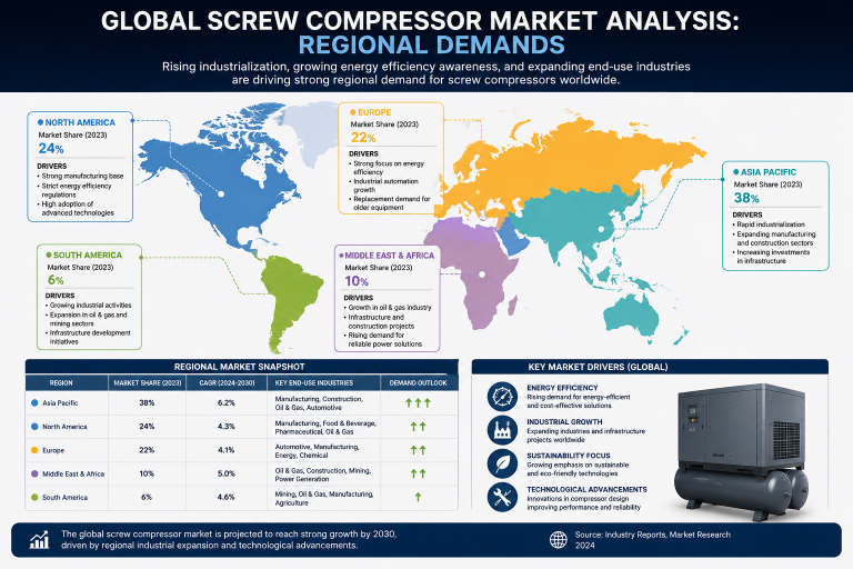 Global Screw Compressor Market Analysis: Regional Demands and Top Manufacturers